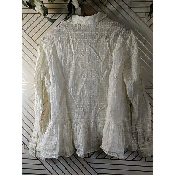 The GREAT Women's The Ruffle Oxford Top Off White Shirt Collared Size Small NEW - Picture 9 of 9